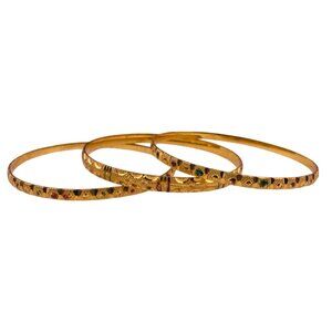 Cinery Womens Gold Tone Enamel Bangle Bracelets Set Of 3 India Design